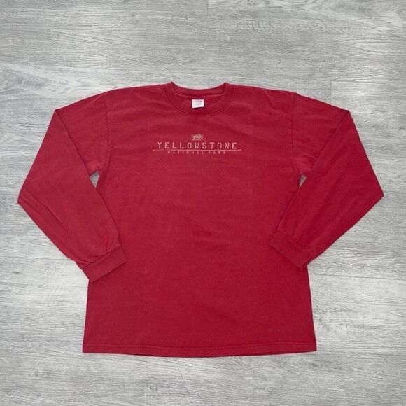 Vintage Mens Large Yellowstone National Park Long Sleeve Tee Crewneck Sweatshirt - Picture 1 of 11